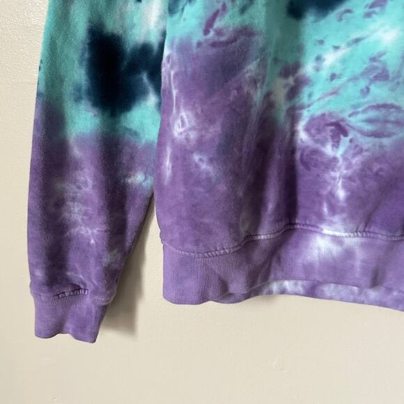 Blind Rooster Sweatshirt Mens SMALL Tie Dye Teal & Purple Crewneck Sakura Tree - Picture 4 of 12